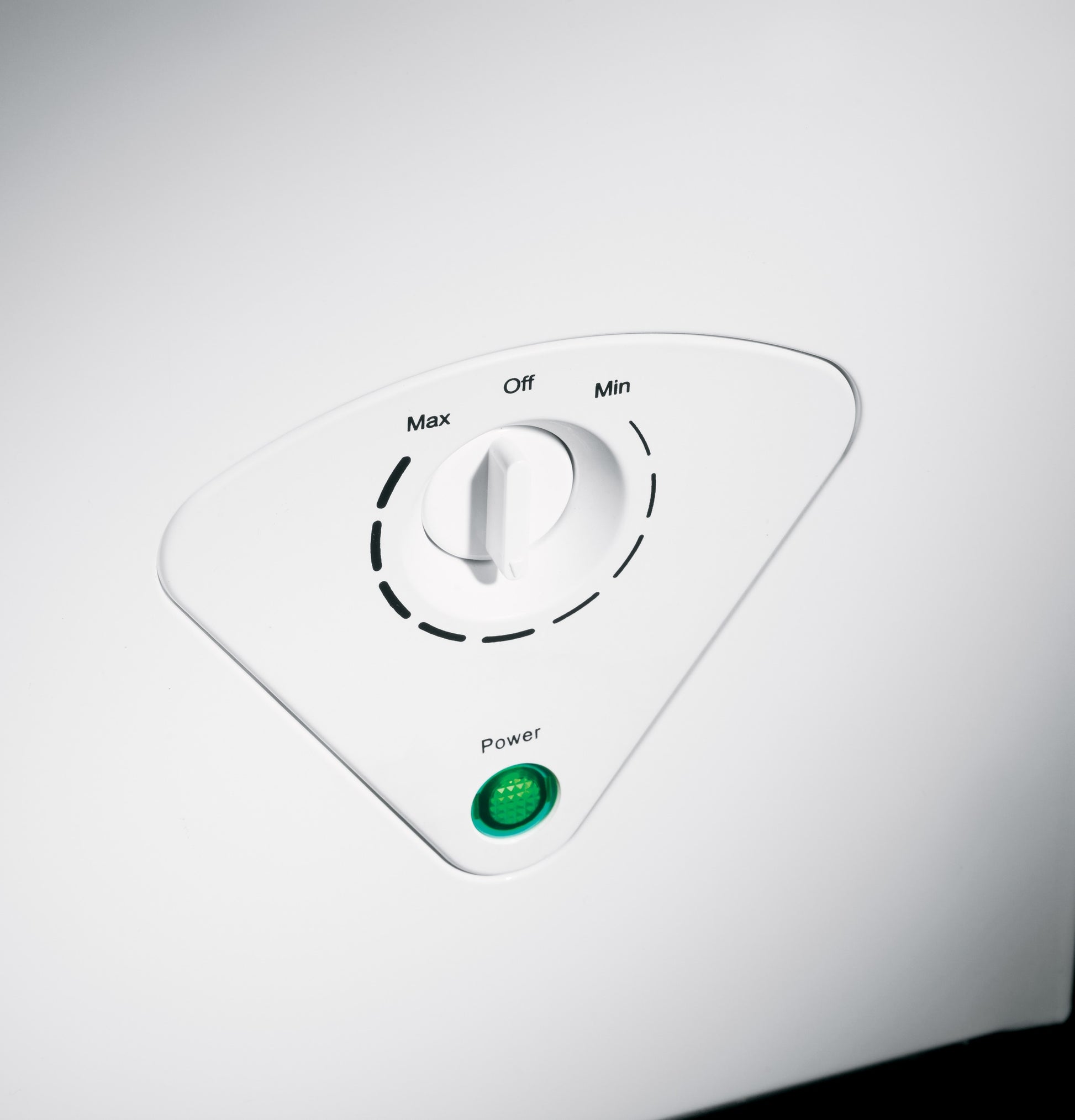 White temperature control dial with power indicator light on manual defrost chest freezer from Appliances collection