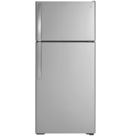 Silver top-freezer refrigerator with recessed handles in kitchen appliances and top freezer refrigerators collection
