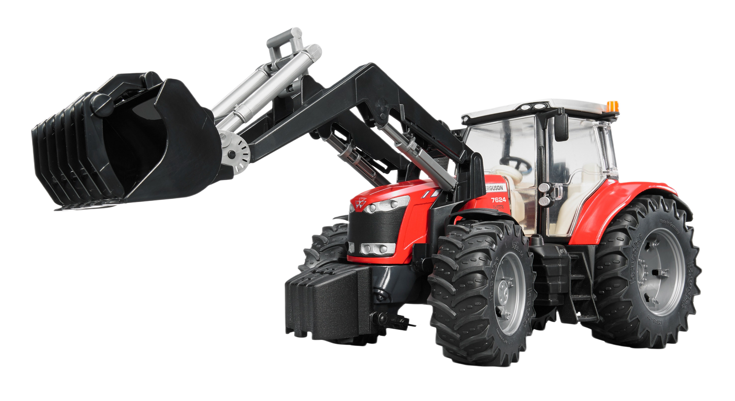 Red Bruder Massey Ferguson 7624 tractor toy with frontloader, detailed replica in Vehicles & Remote Controlled Toys collection under $100