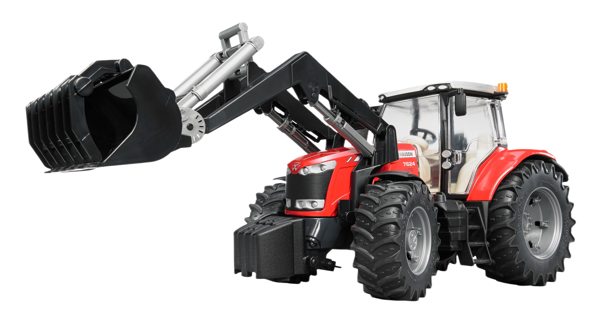 Red Bruder Massey Ferguson 7624 tractor toy with frontloader, detailed replica in Vehicles & Remote Controlled Toys collection under $100