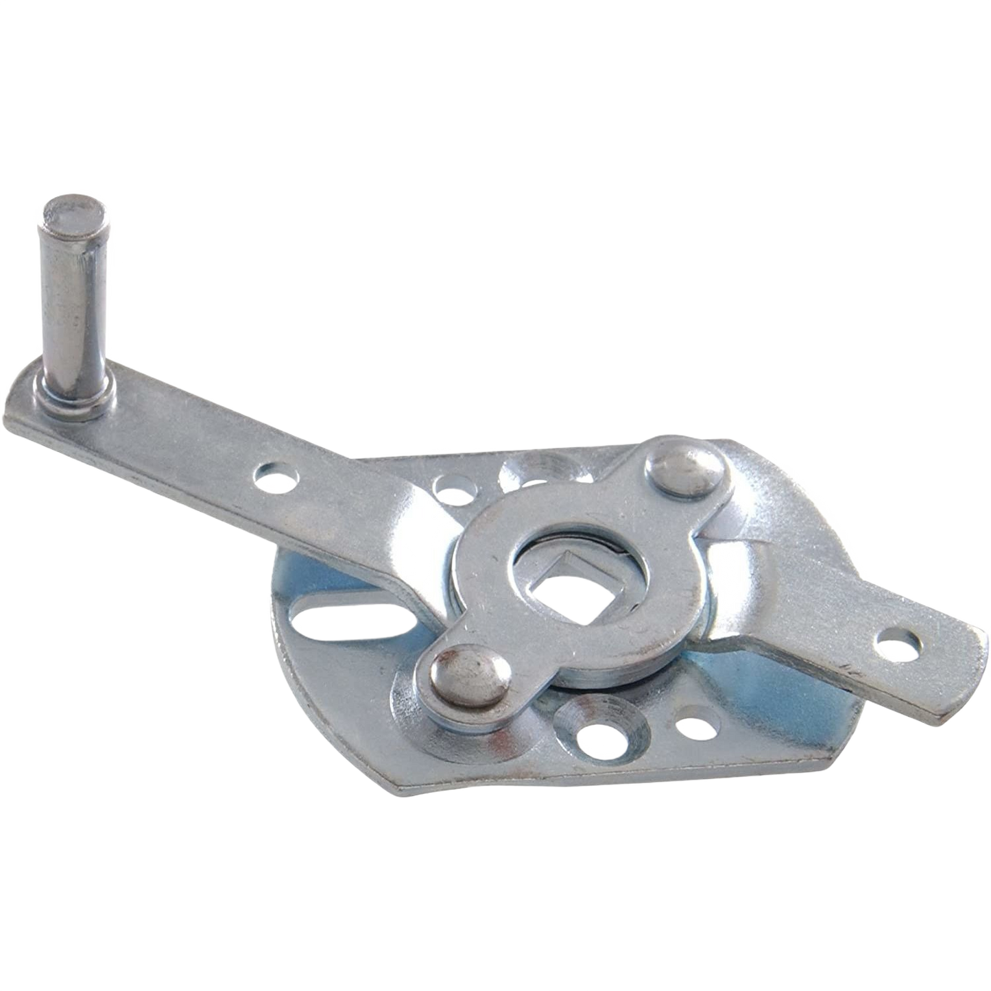 Zinc-plated swivel lock mechanism for garage doors with mounting holes for home improvement and tools use