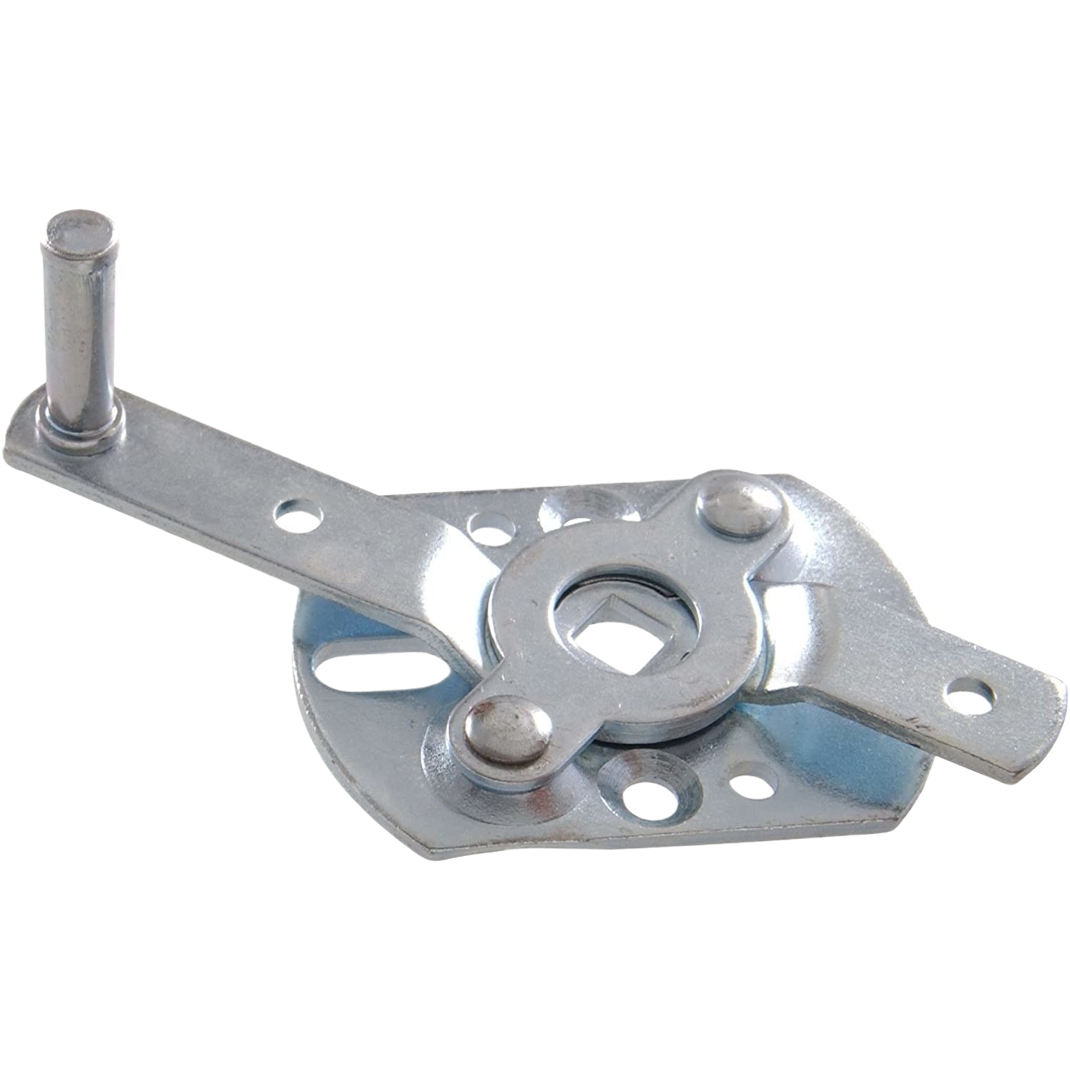 Zinc-plated swivel lock mechanism for garage doors with mounting holes for home improvement and tools use