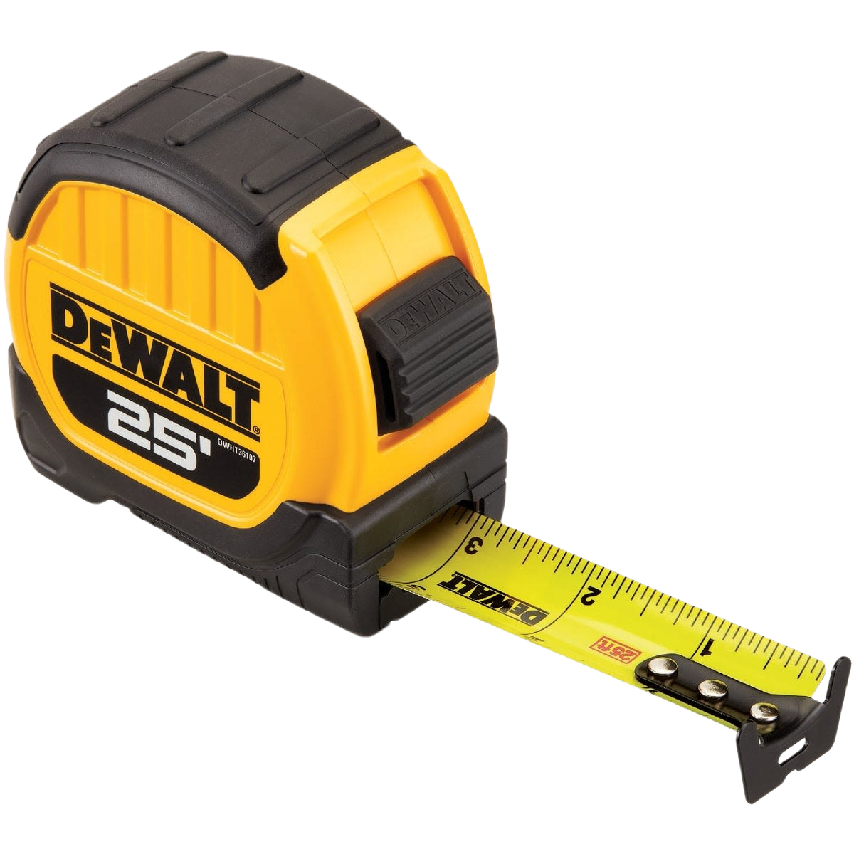 Yellow and black compact tape measure extending 3 feet for woodworking and home improvement hand tools collections