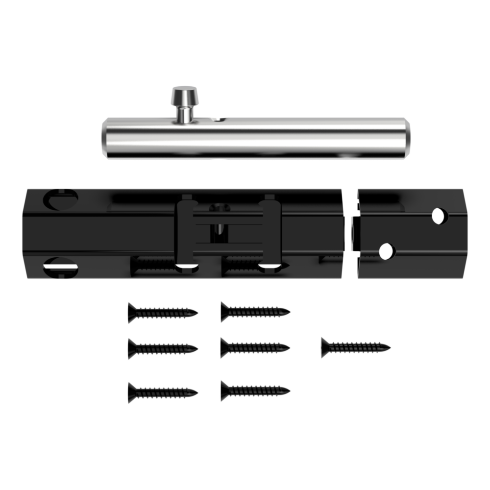 Lockable security bolt with mounting plate, latch, and screws for door and gate hardware under $50 in home improvement tools
