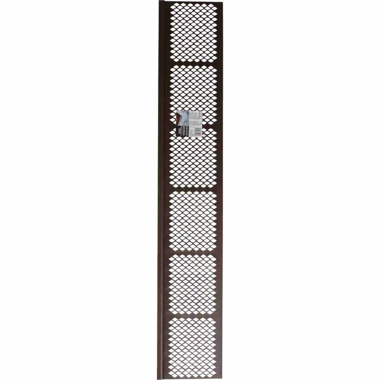 Brown vinyl gutter guard panel with diamond-shaped mesh for effective home improvement gutter protection
