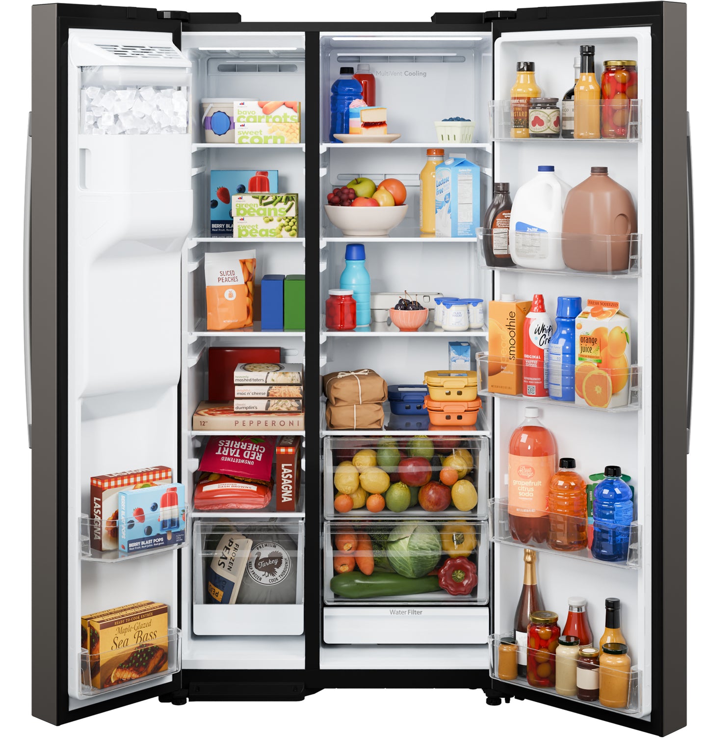 GE® 23.6 Cu. Ft. Counter-Depth Side-By-Side Refrigerator with Extra Tall Dispenser and In-Door Icemaker