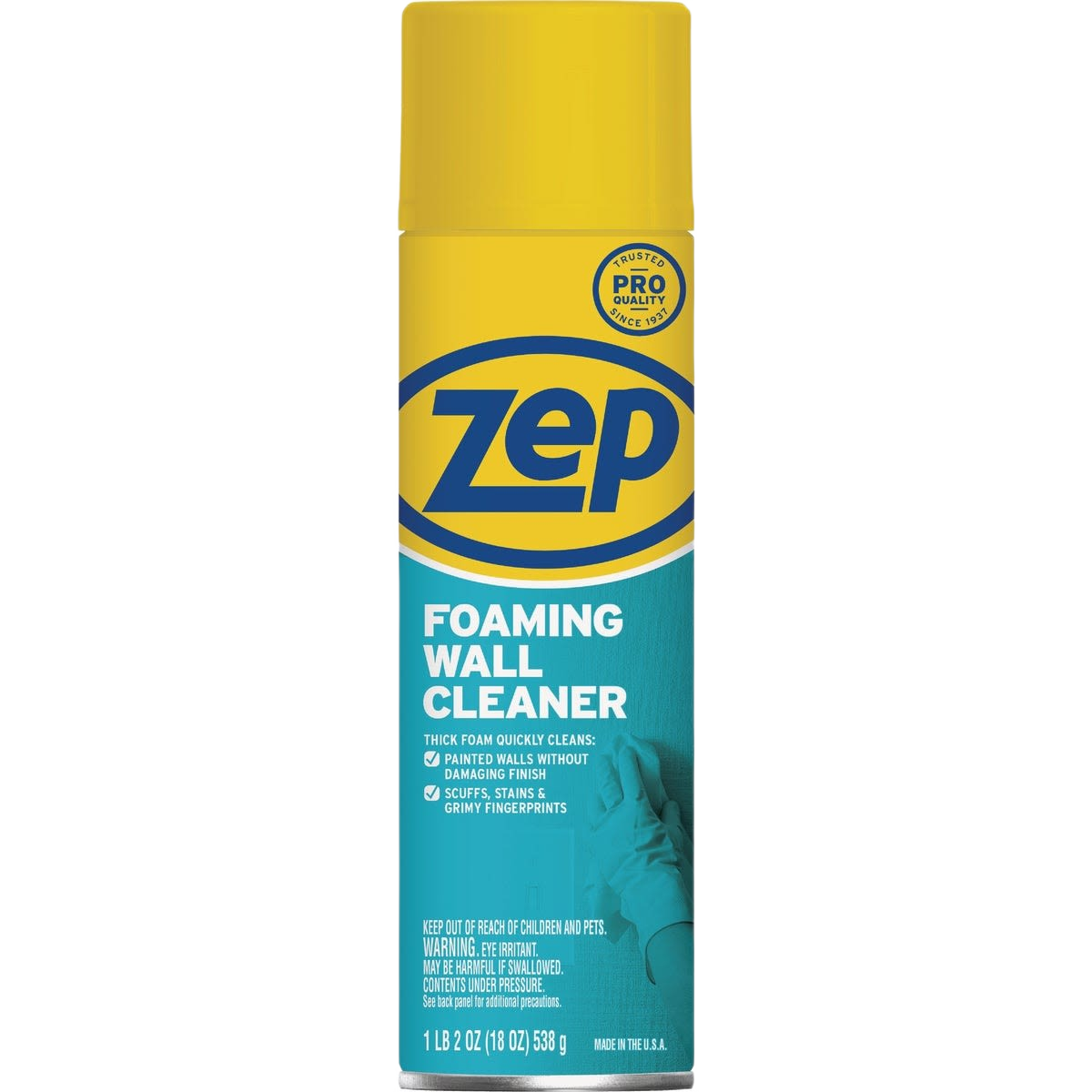 Yellow and blue aerosol can of foaming wall cleaner for cleaning supplies and home improvement under $50 collection