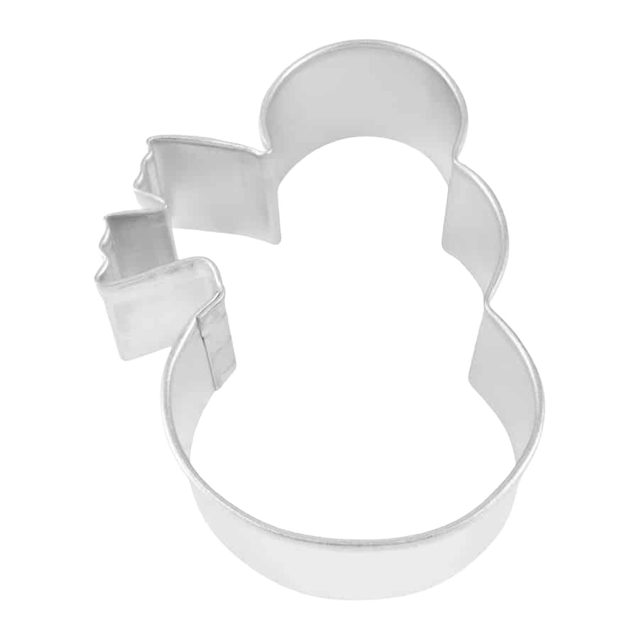 Tinplated steel snowman cookie cutter with scarf design for holiday baking in kitchenware and bakeware under $50 collections