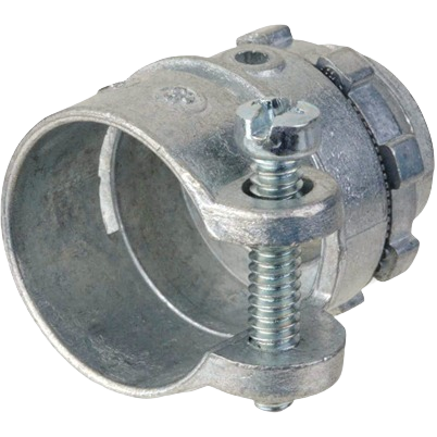 Die-cast zinc straight conduit connector with squeeze clamp and screw for electrical conduit and fittings collection under $50