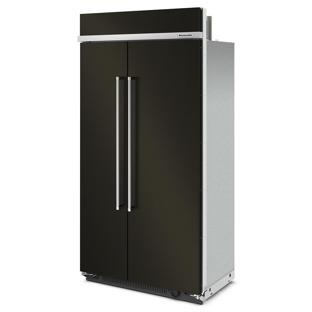 Built-in side-by-side refrigerator with PrintShield™ finish and sleek stainless steel handles from KitchenAid Appliances collection