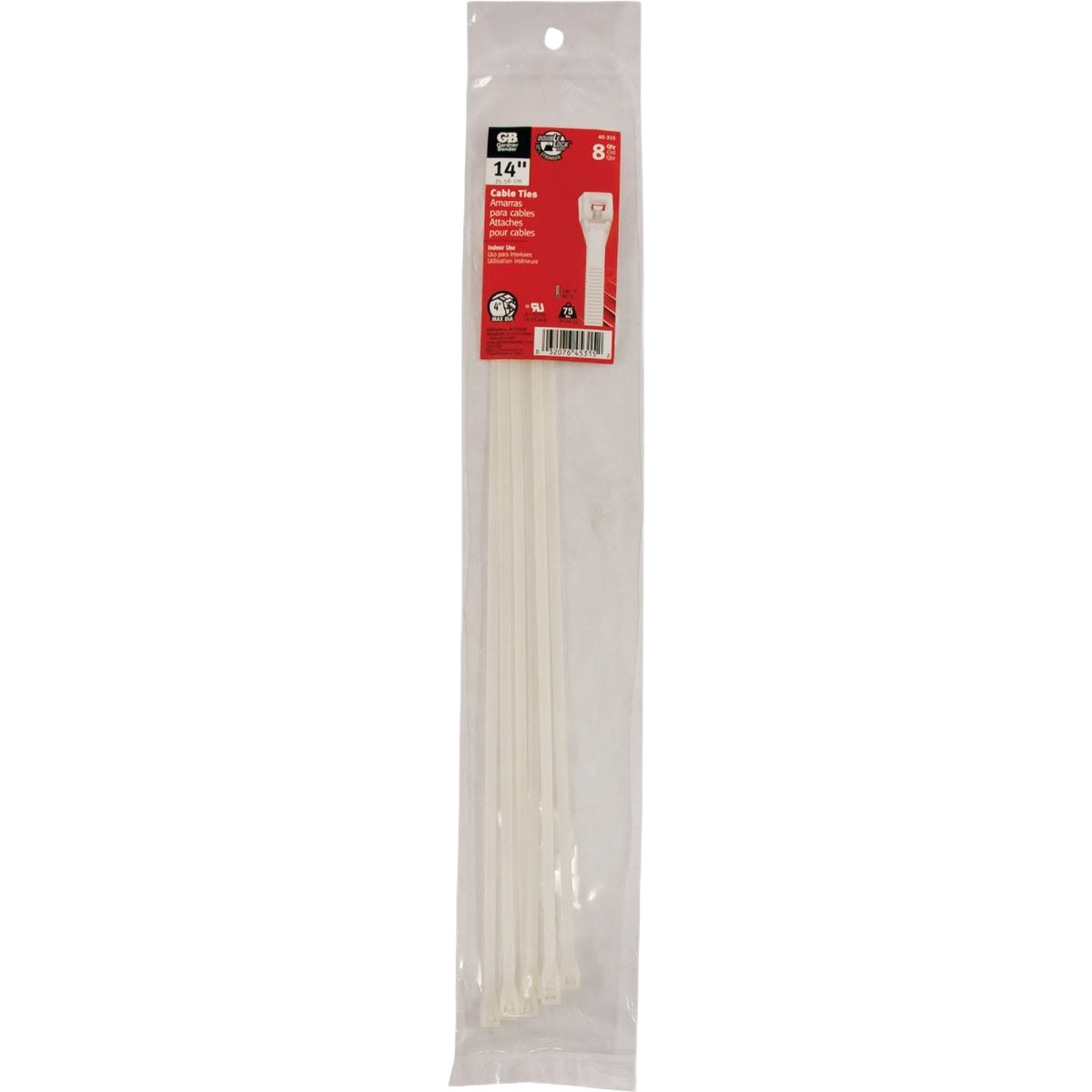 Set of white nylon cable ties with DoubleLock teeth for secure bundling, ideal for Electrical and Home Improvement collections.
