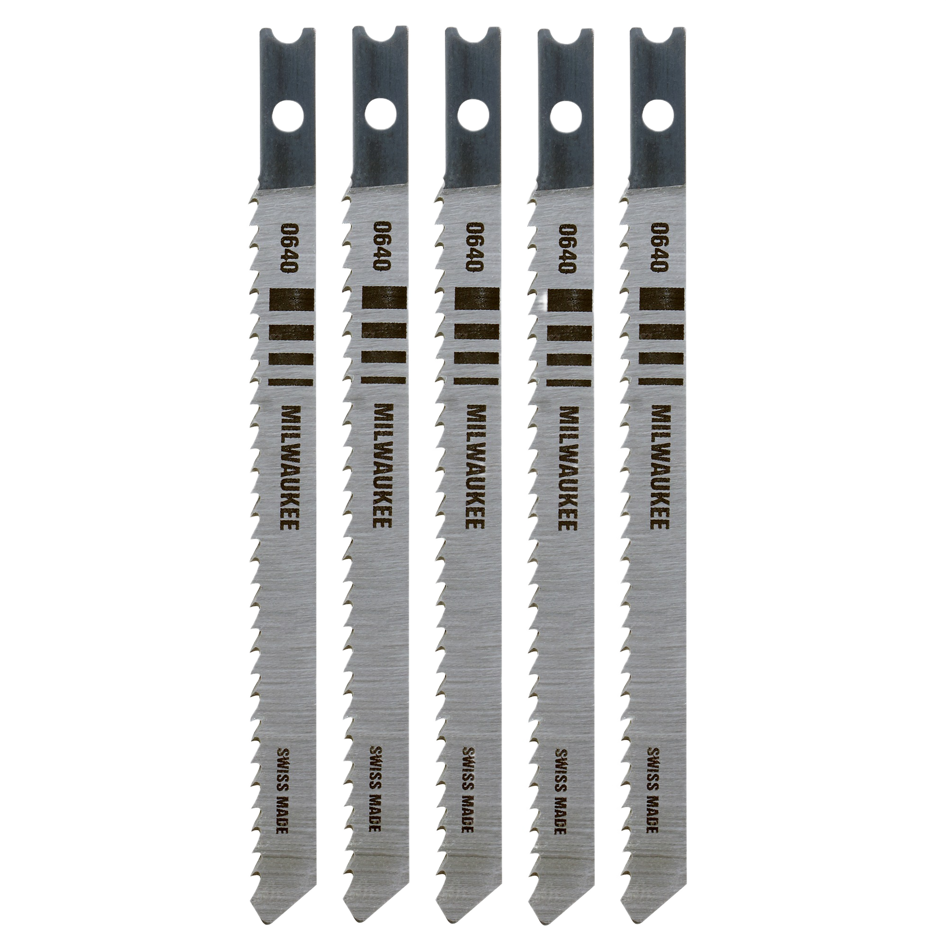 Set of five 4-inch U-shank jigsaw blades with 10 TPI for woodworking in tool and power tool accessories.