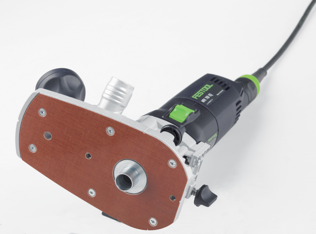 Electric hand router with black and green body, designed for detailed woodworking and home improvement projects