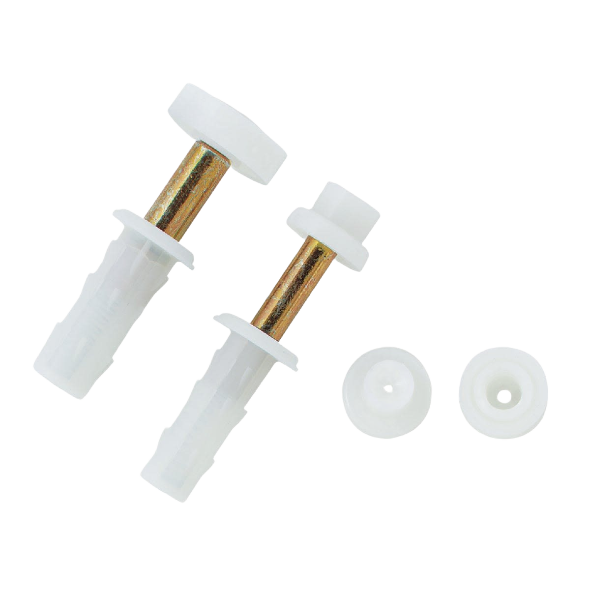 White plastic and brass pivot pins with top guides for bi-fold door hardware in home improvement collections under $50