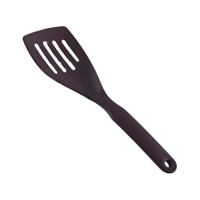 Black nylon slotted scoop spatula designed for cooking and serving in kitchenware and kitchen utensils collections under $50