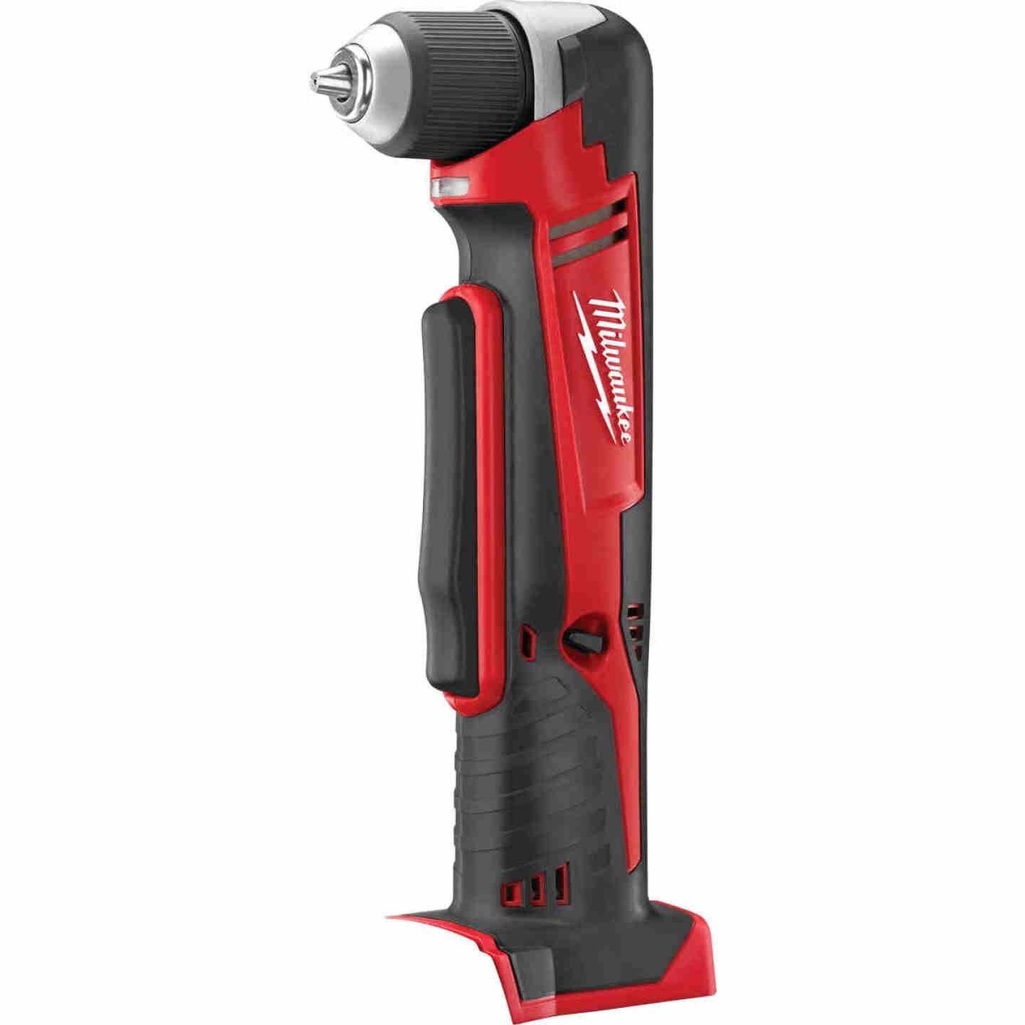 Compact cordless right angle drill in red and black for tight spaces in home improvement projects