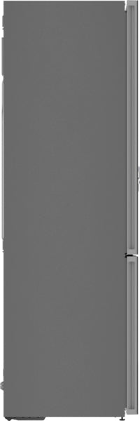 Tall black free-standing fridge-freezer with slim vertical handle, part of Bosch kitchen appliances collection