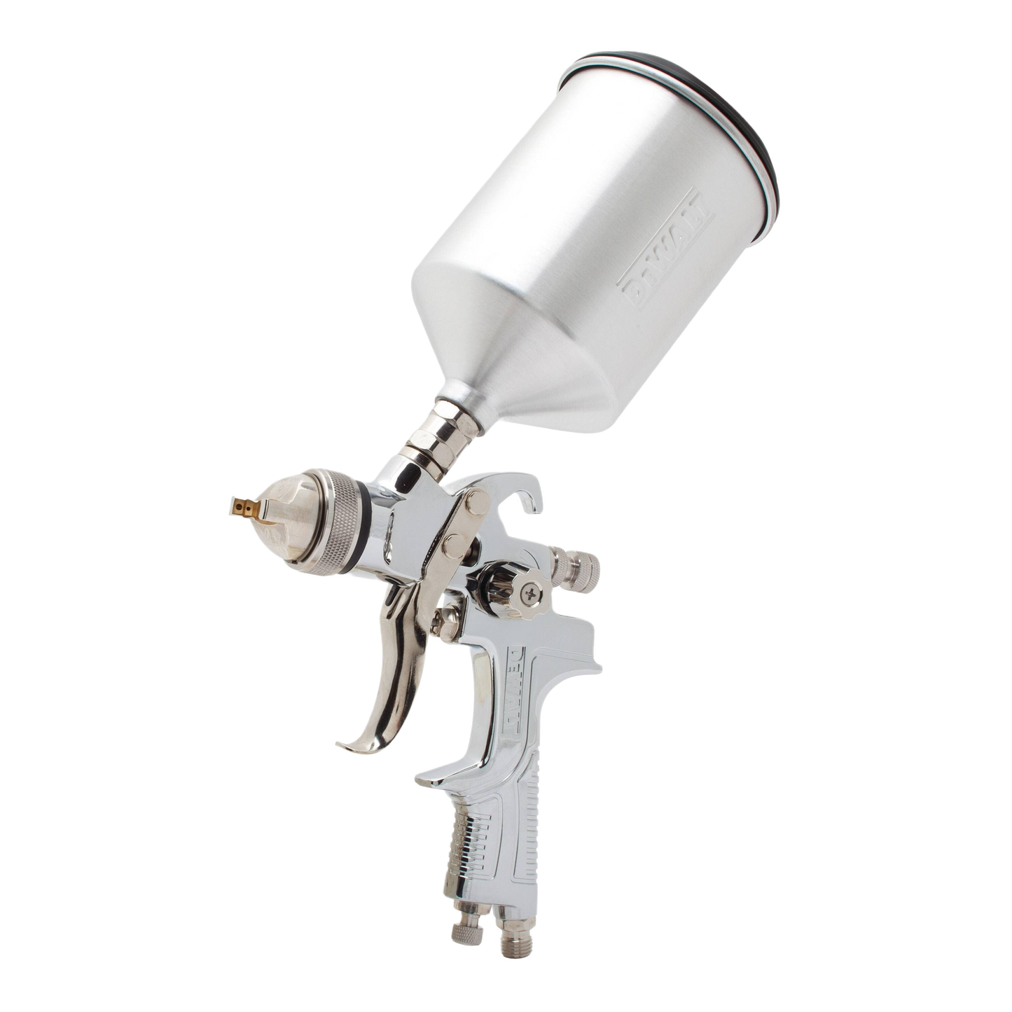 Silver gravity feed HVLP paint spray gun with 600cc aluminum cup for air tools and home improvement collections