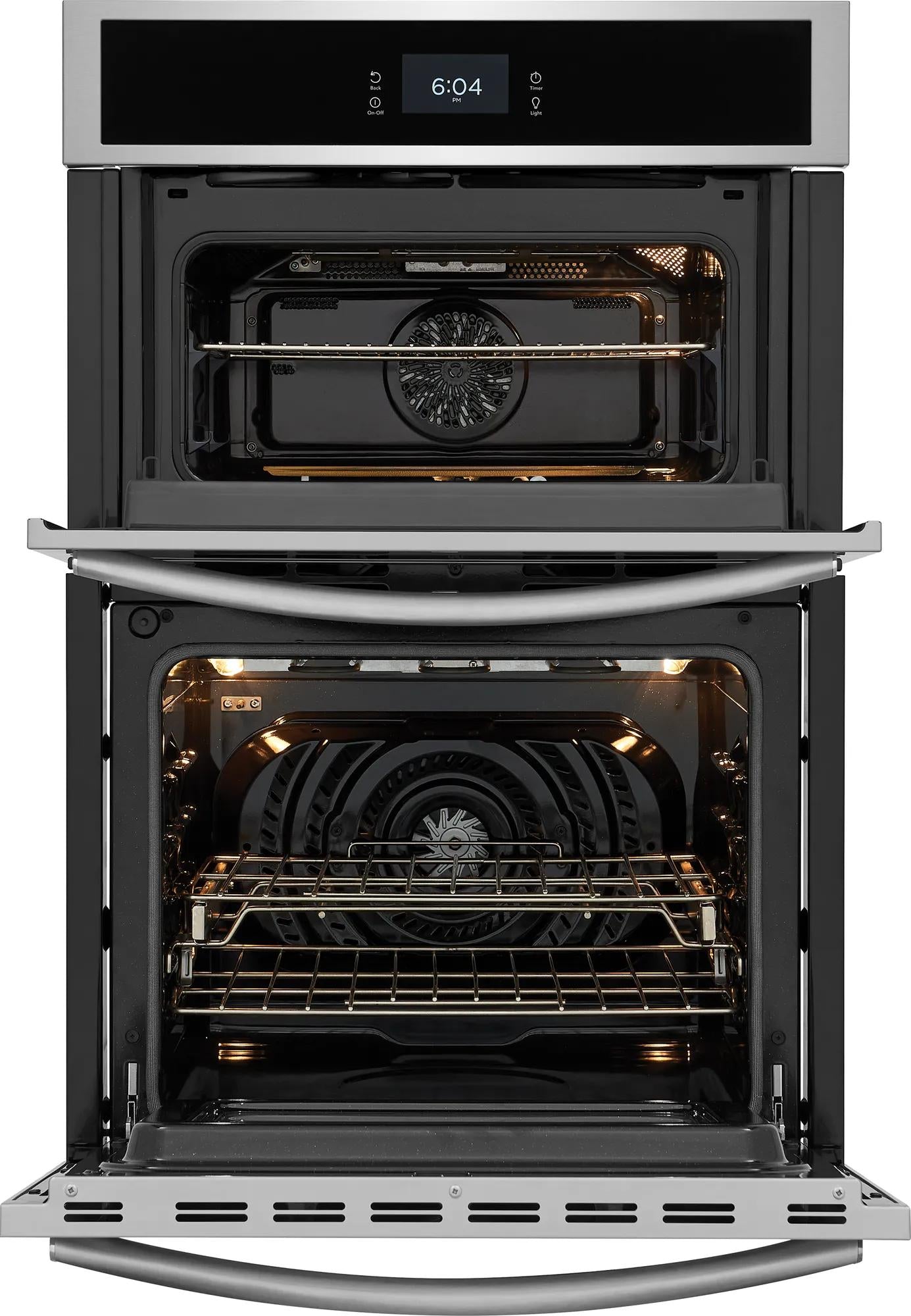 Stainless steel 27-inch electric wall oven and microwave combo with advanced convection from Kitchen & Kitchenware collection