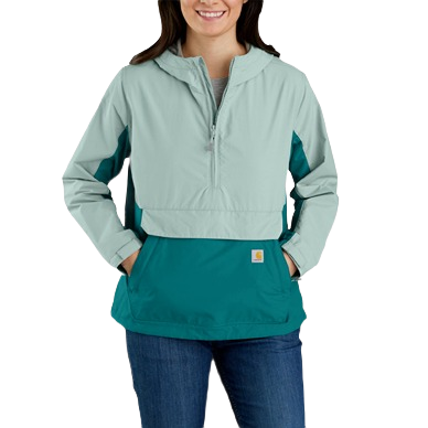 Women's two-tone nylon rain anorak with water-repellent finish and adjustable hood in outerwear collections