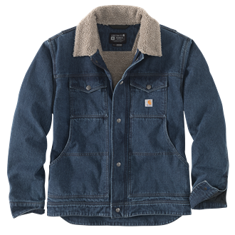Men's denim jacket in relaxed fit with sherpa lining and durable 12.5-ounce fabric in outerwear and clothing collection