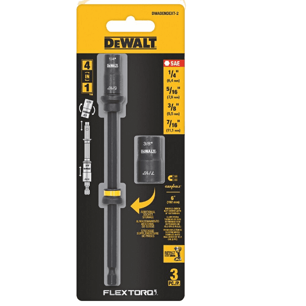 Set of three DEWALT dual-ended nut drivers with 6-inch shafts for tools and home improvement tasks