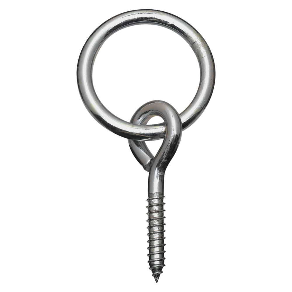 Zinc-plated steel hitch ring with screw eye for hardware, hooks & eyes, fasteners, and home improvement tools under $50