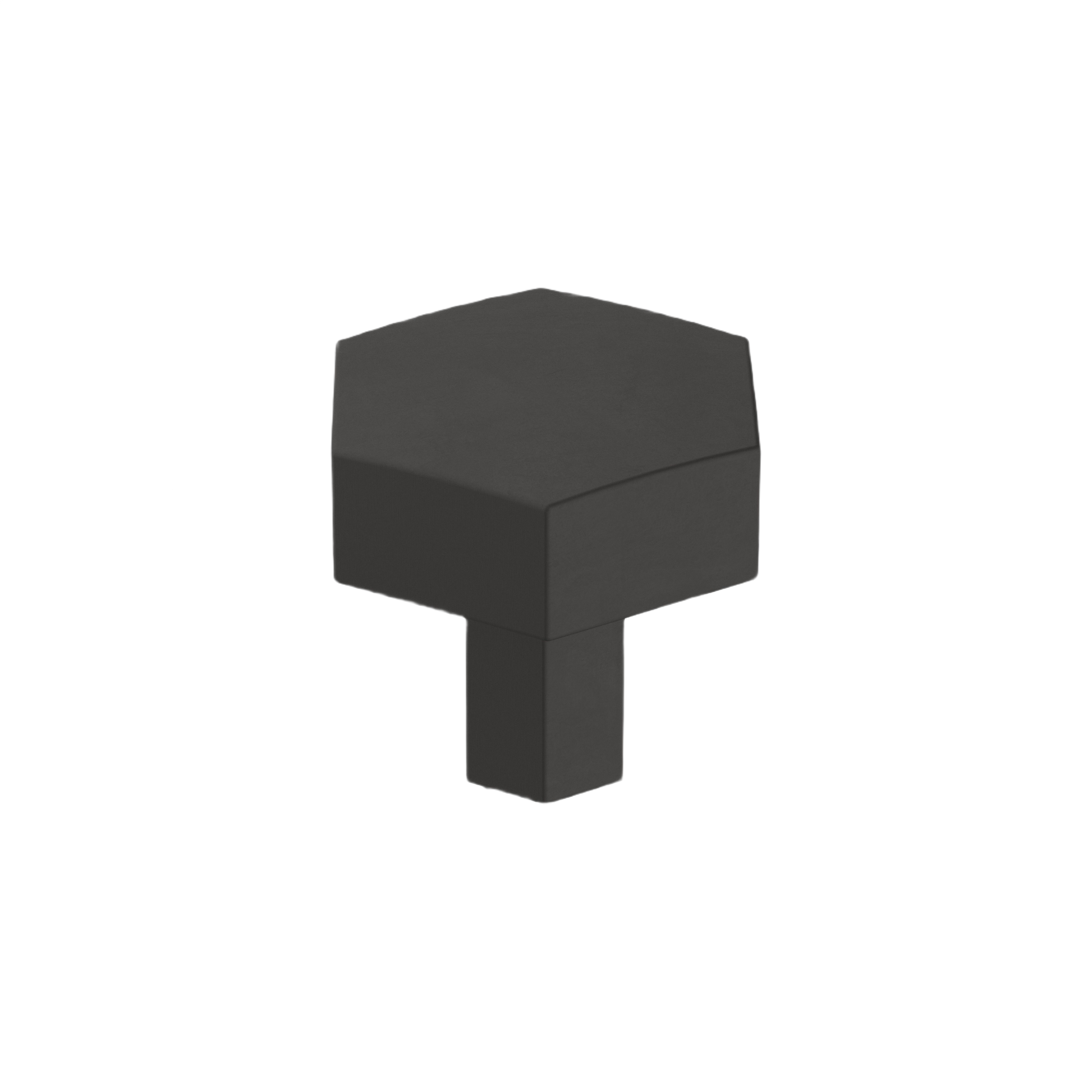 Matte black hexagon cabinet knob with modern geometric design for home improvement projects and hardware updates