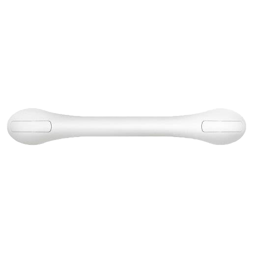 White bathroom safety hand grip with finger notches designed for balance and support in safety and grab bars collections