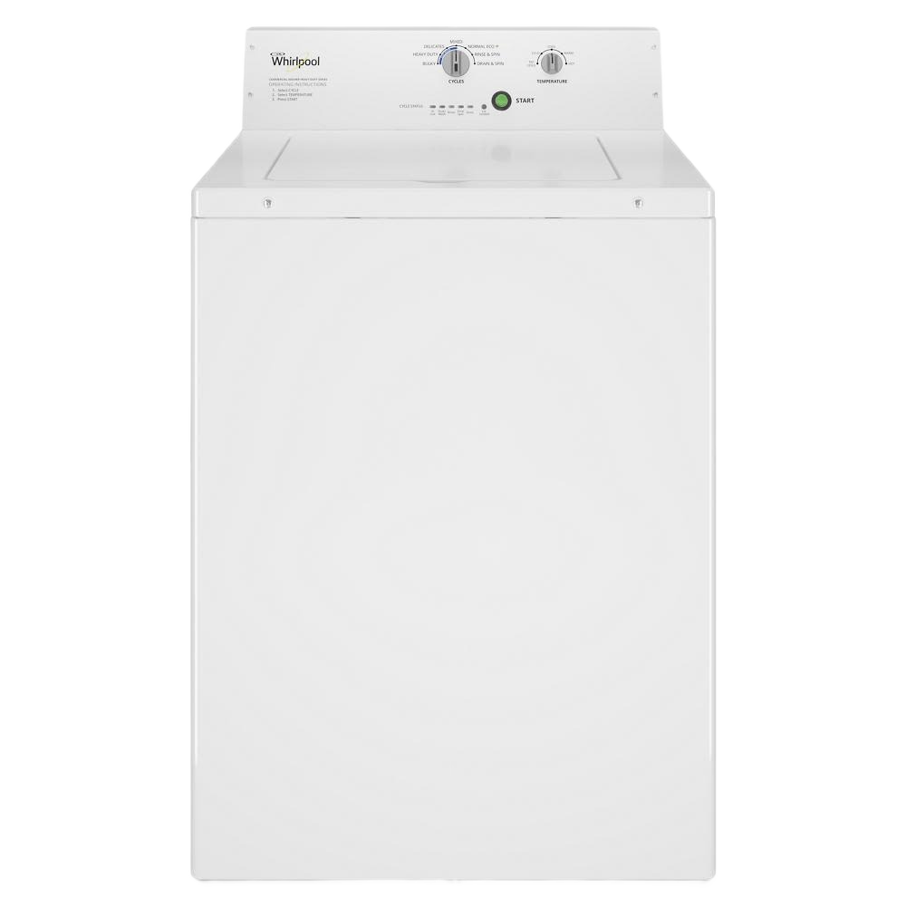 White commercial top-load washer with control dials and indicator light in washers and appliances collection