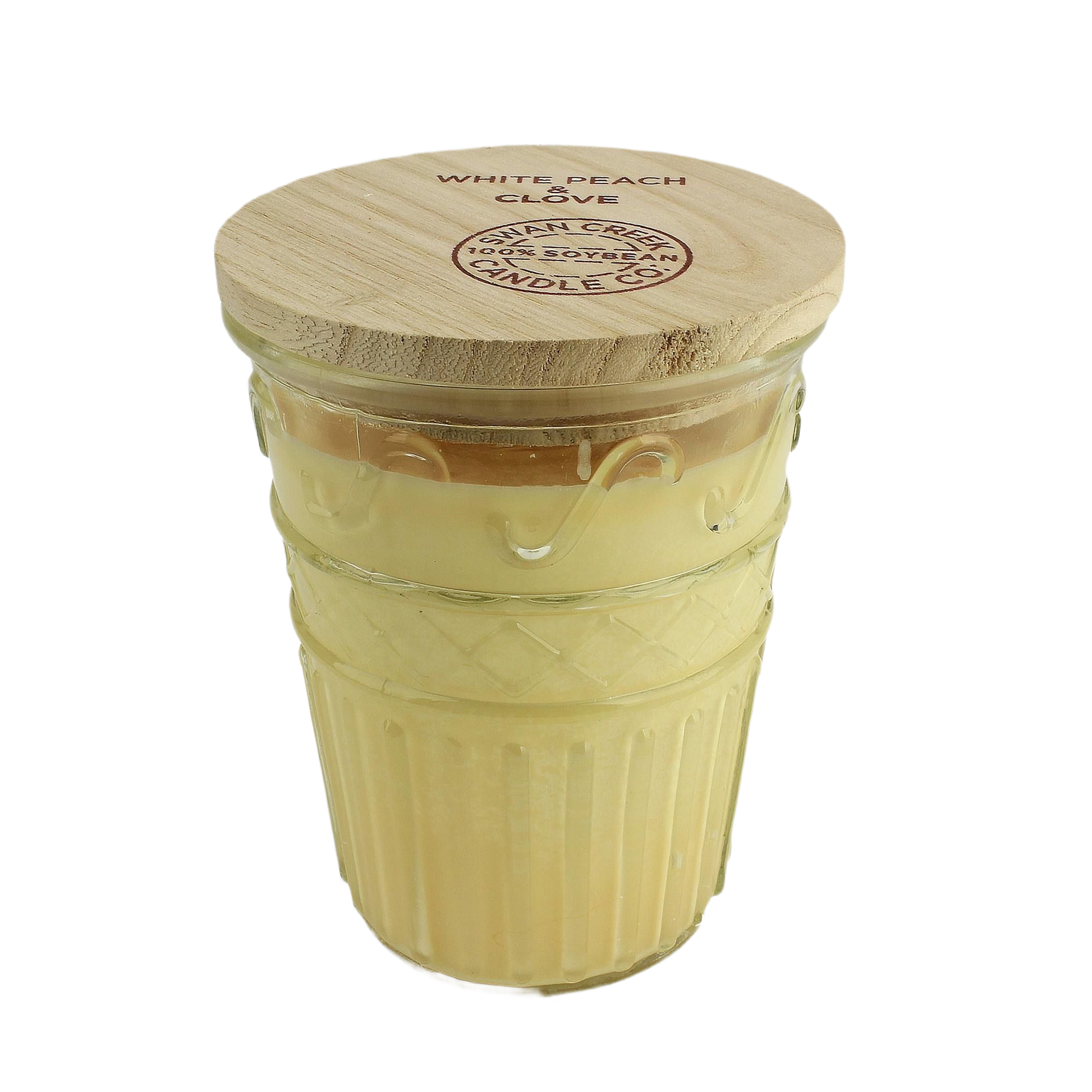 Timeless jar candle with wooden lid and creamy wax, part of home accents and decor under $50 collection