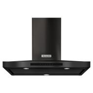 Black 36-inch wall-mounted canopy hood with 3-speed auto-sensing ventilation from KitchenAid range hoods collection