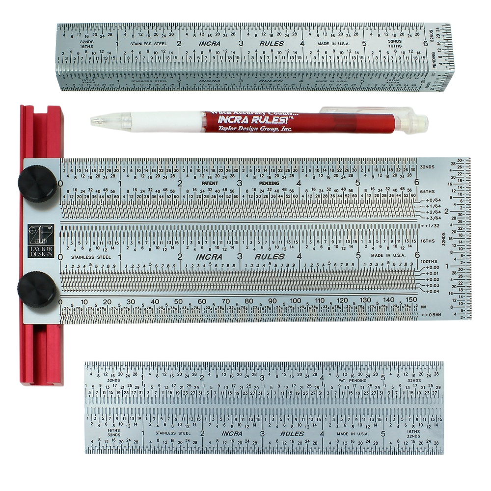 Precision stainless steel measuring rule set with marking pen for woodworking and hand tool collections under $100