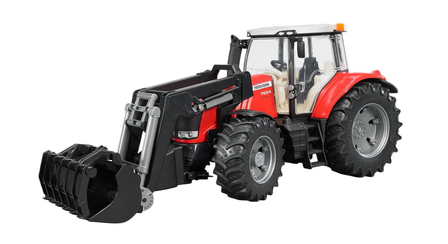 Red Bruder Massey Ferguson 7624 toy tractor with frontloader, detailed model in Vehicles & Remote Controlled Toys collection under $100