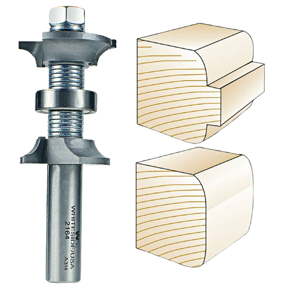 Double roundover router bit with adjustable cutting length for wood shaping in tool accessories and drill bits collections