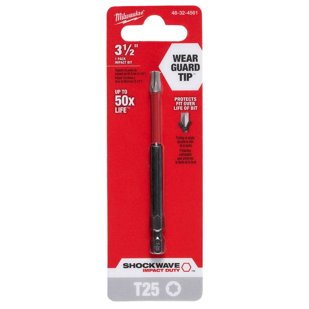 3-1/2 inch T25 TORX bit with Wear Guard Tip for enhanced durability in power tool accessories and drill bits collections