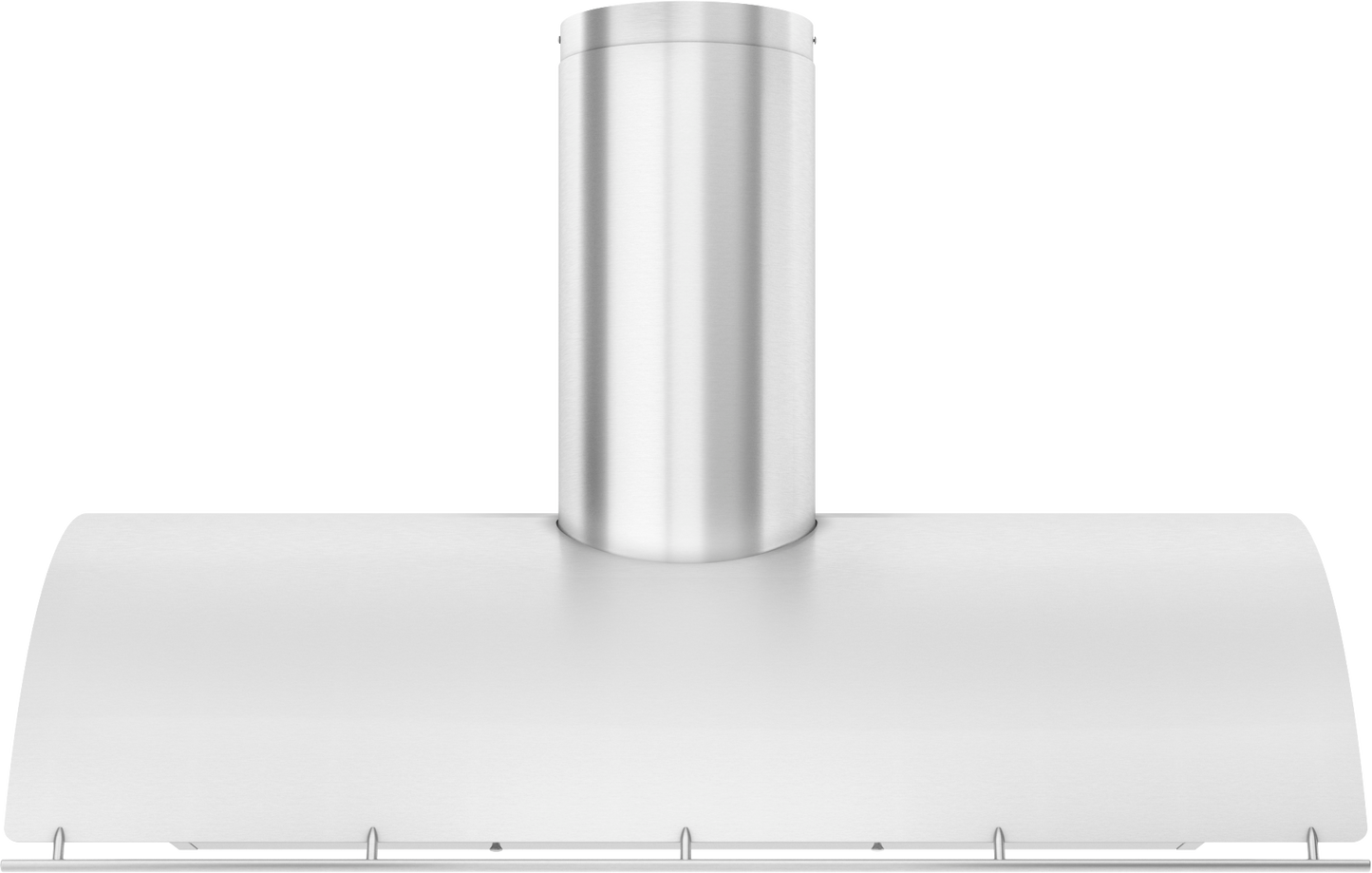 Modern stainless steel chimney hood with LED lighting, part of over the range hoods and kitchen appliances collections