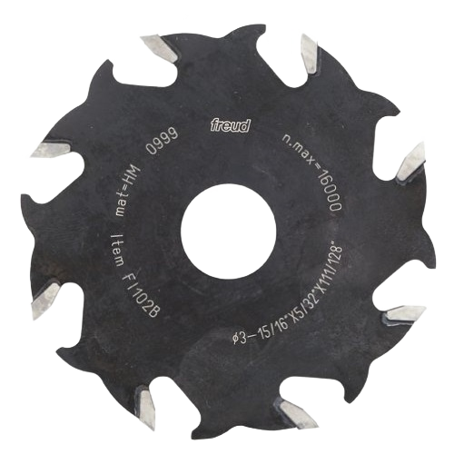 Black metal six-tooth plate joiner blade with carbide tips for tool accessories and power tool use