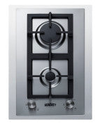15" Wide 2-Burner Propane Gas Cooktop In Stainless Steel