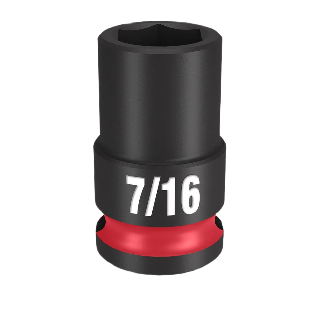 Black impact socket with 7/16 size marking and red ring, designed for hand tools and home improvement use