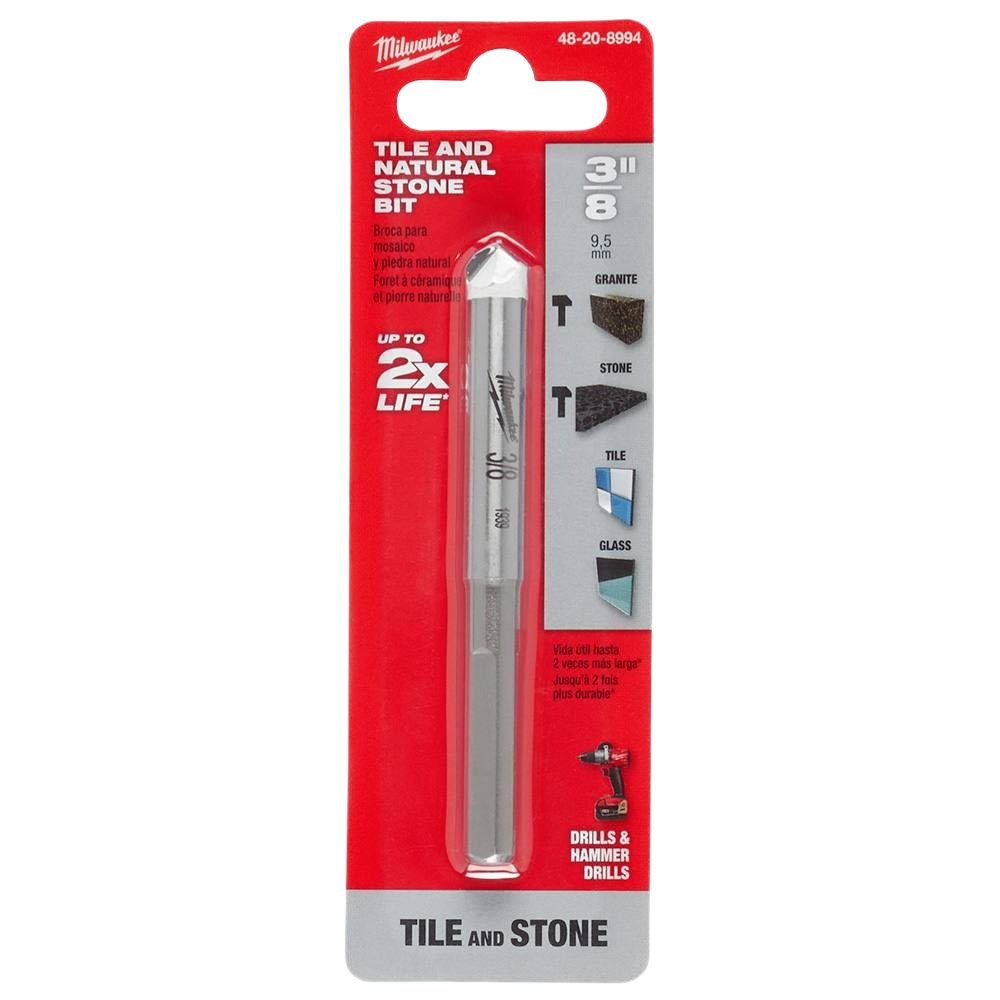 Drill bit designed for tile, natural stone, granite, and glass in power tool and home improvement accessories collection