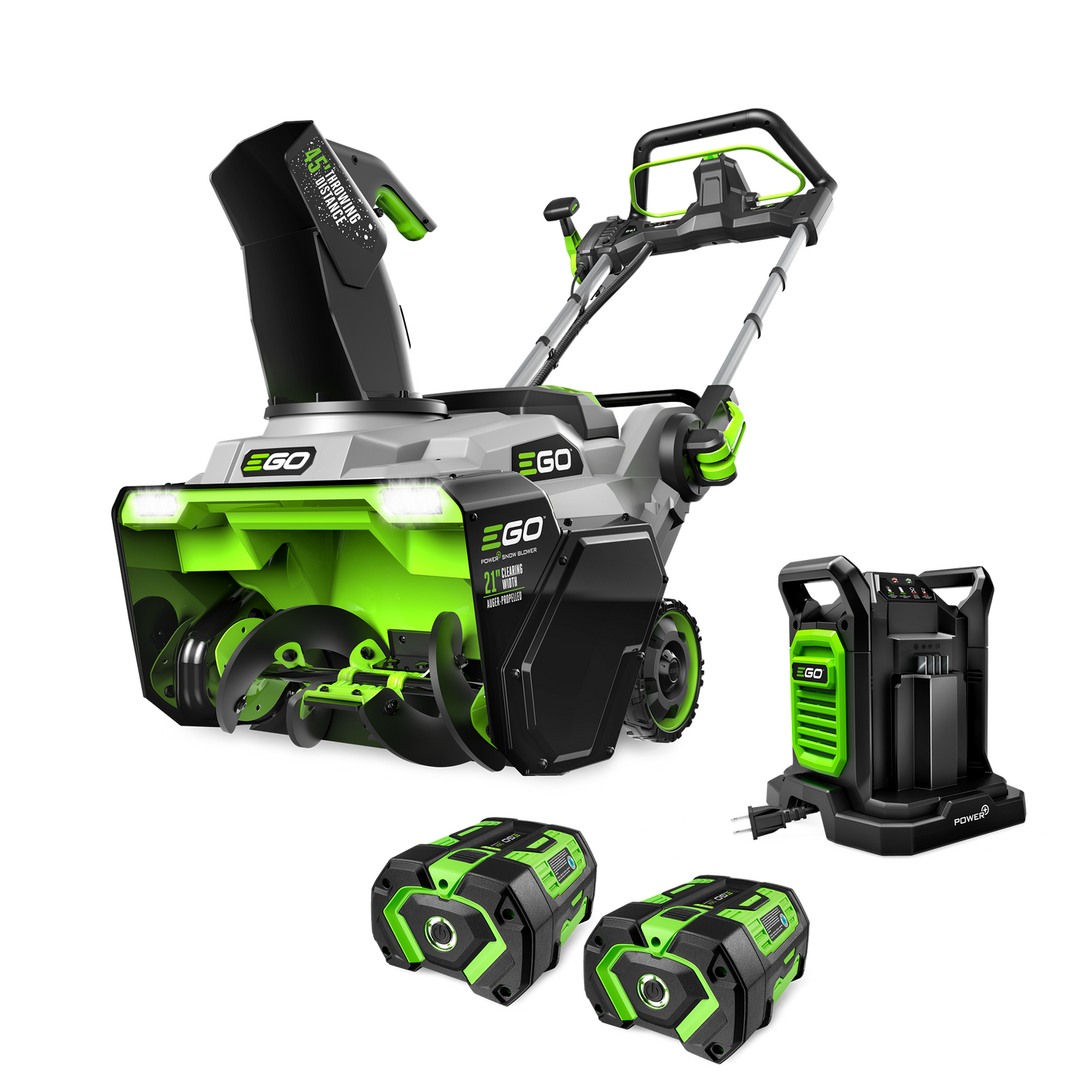 EGO POWER+ Auger-Propelled Snow Blower with 2 x 7.5Ah Batteries and Dual Port Charger