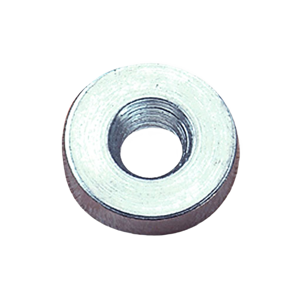 Round steel washer with central hole and smooth polished surface for home improvement and hardware projects