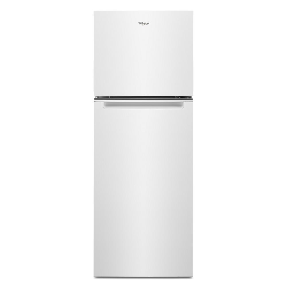 White Whirlpool top-freezer refrigerator with compact design from kitchen appliances and refrigerator collections