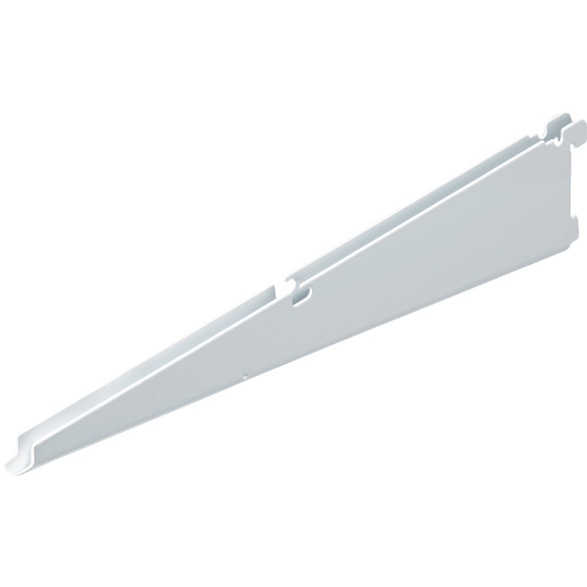 White epoxy-coated steel bracket with ventilation slots for adjustable shelving in Storage & Organization collections under $50