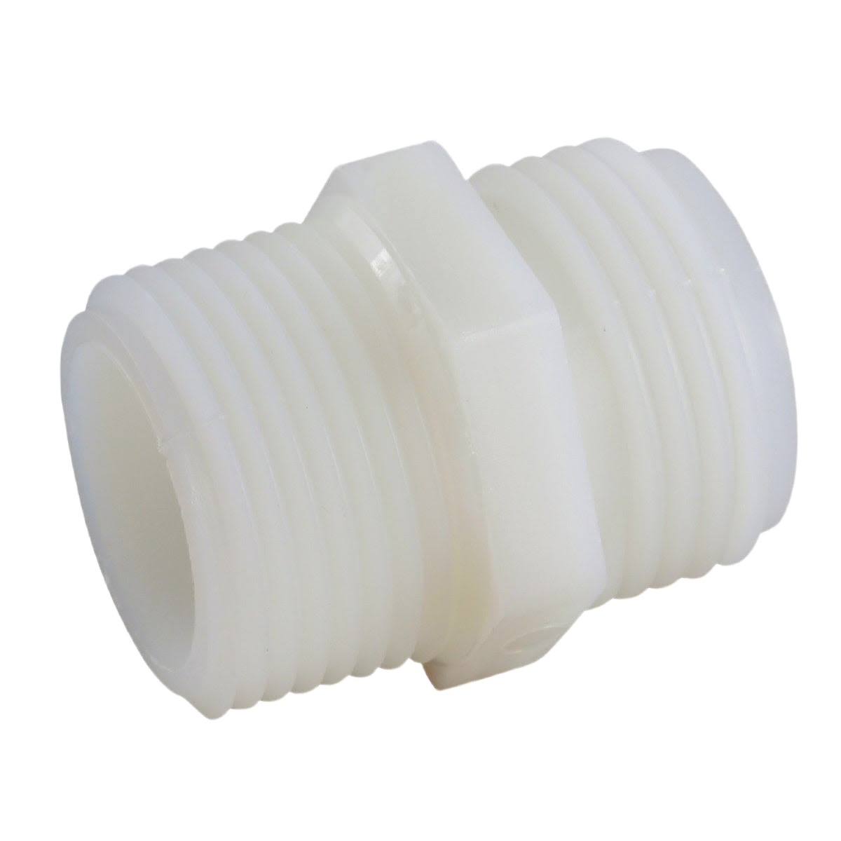 White nylon hose adapter with male pipe threads for plumbing in Pipes & Fittings and Under $50 collections