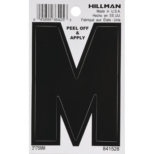 Black vinyl peel-and-stick die cut letter M for labeling and home improvement projects