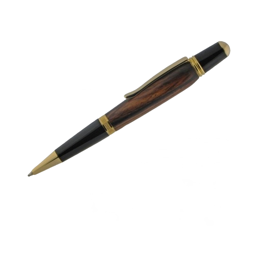 Ballpoint pen with polished wood barrel and gold-tone accents for woodworking tools and home improvement collections under $50