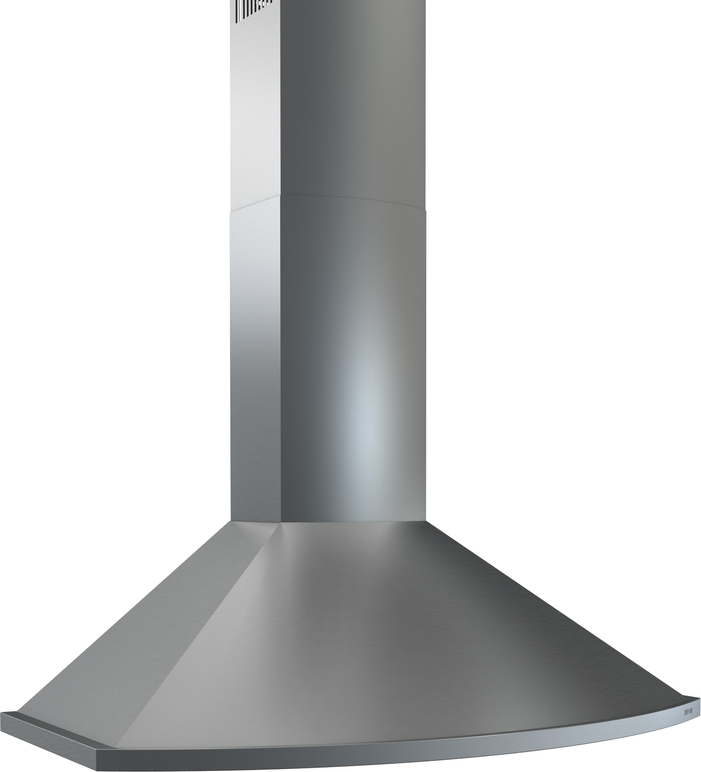 Stainless steel chimney hood with modern angular design for range hoods and kitchen appliances collections