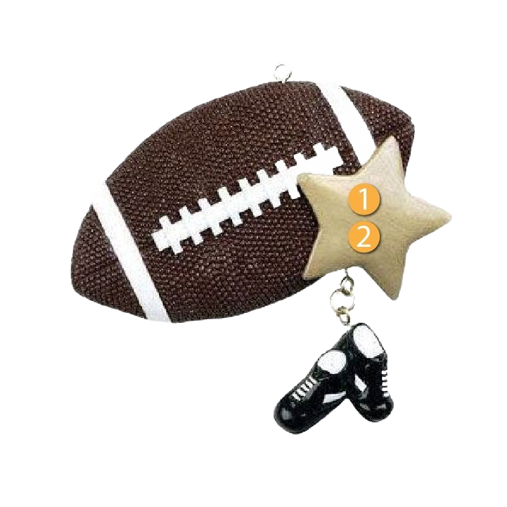 Fabric football ornament with star and hanging cleats for Christmas Ornaments & Tree Decorations collection under $50